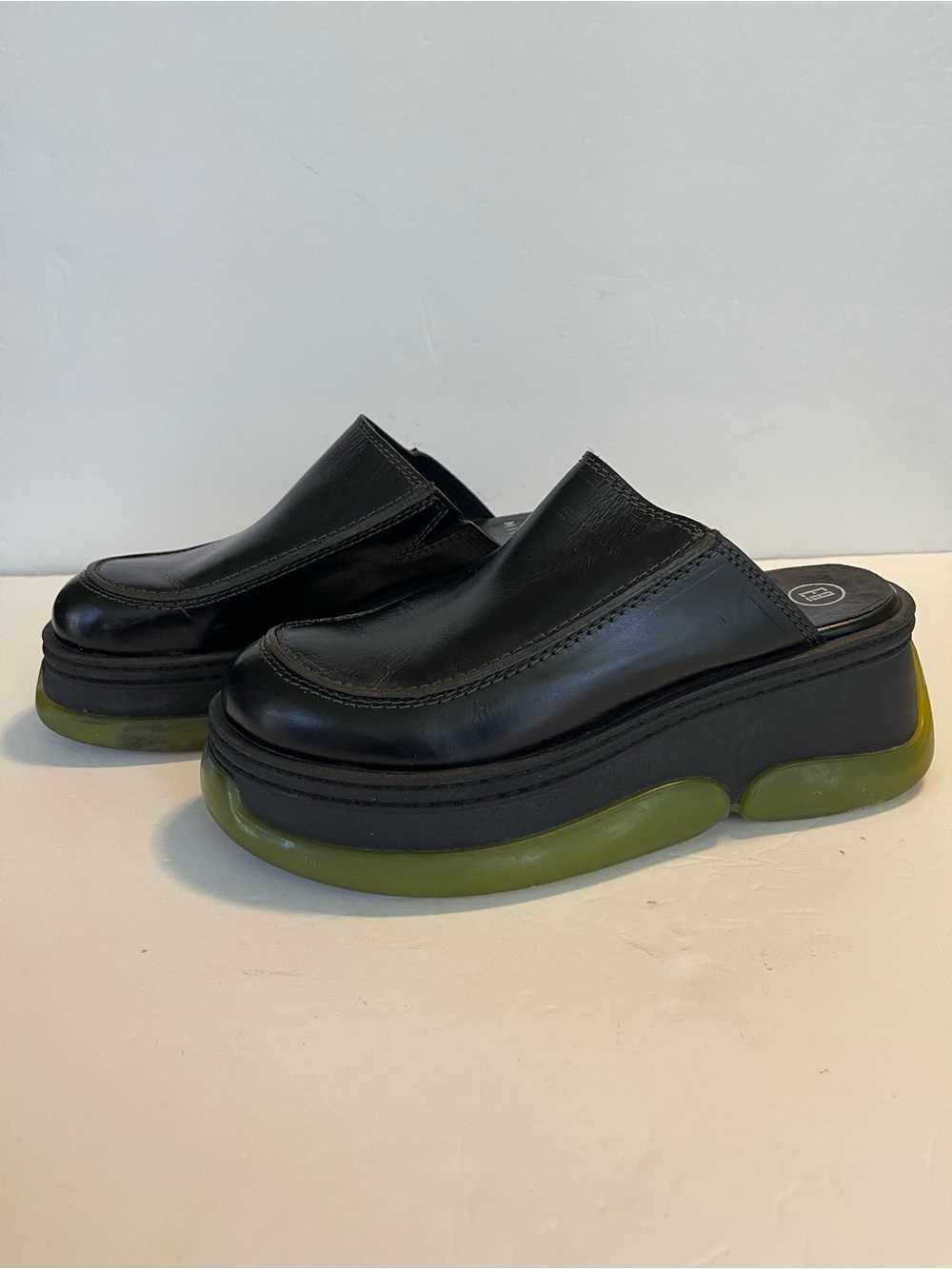 E8 By Miista Brietta Mule Black Leather Chunky Platform Sole Slip-On Size 10 - Picture 7 of 16